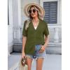 imageZeagoo Womens 2025 Summer Short Sleeve Crochet Cardigan V Neck Cropped Lightweight Button up Bolero Shrug SweaterArmy Green