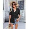 imageZeagoo Womens 2025 Summer Short Sleeve Crochet Cardigan V Neck Cropped Lightweight Button up Bolero Shrug SweaterBlack