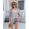imageZeagoo Womens 2025 Summer Short Sleeve Crochet Cardigan V Neck Cropped Lightweight Button up Bolero Shrug SweaterGrey