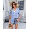 imageZeagoo Womens 2025 Summer Short Sleeve Crochet Cardigan V Neck Cropped Lightweight Button up Bolero Shrug SweaterLight Blue