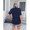imageZeagoo Womens 2025 Summer Short Sleeve Crochet Cardigan V Neck Cropped Lightweight Button up Bolero Shrug SweaterNavy Blue