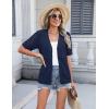 imageZeagoo Womens 2025 Summer Short Sleeve Crochet Cardigan V Neck Cropped Lightweight Button up Bolero Shrug SweaterNavy Blue