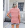 imageZeagoo Womens 2025 Summer Short Sleeve Crochet Cardigan V Neck Cropped Lightweight Button up Bolero Shrug SweaterPink
