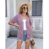 imageZeagoo Womens 2025 Summer Short Sleeve Crochet Cardigan V Neck Cropped Lightweight Button up Bolero Shrug SweaterPurple
