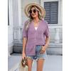 imageZeagoo Womens 2025 Summer Short Sleeve Crochet Cardigan V Neck Cropped Lightweight Button up Bolero Shrug SweaterPurple