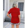 imageZeagoo Womens 2025 Summer Short Sleeve Crochet Cardigan V Neck Cropped Lightweight Button up Bolero Shrug SweaterRed