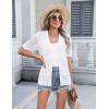 imageZeagoo Womens 2025 Summer Short Sleeve Crochet Cardigan V Neck Cropped Lightweight Button up Bolero Shrug SweaterWhite