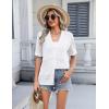 imageZeagoo Womens 2025 Summer Short Sleeve Crochet Cardigan V Neck Cropped Lightweight Button up Bolero Shrug SweaterWhite