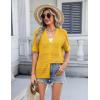 imageZeagoo Womens 2025 Summer Short Sleeve Crochet Cardigan V Neck Cropped Lightweight Button up Bolero Shrug SweaterYellow