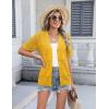 imageZeagoo Womens 2025 Summer Short Sleeve Crochet Cardigan V Neck Cropped Lightweight Button up Bolero Shrug SweaterYellow