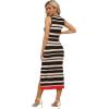 imageZeagoo Womens Bodycon Midi Dresses Summer Casual Sleeveless Dress Women Knit Side Slit Striped 2025 Long Tank DressBlack light Khaki