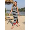 imageZeagoo Womens Bodycon Midi Dresses Summer Casual Sleeveless Dress Women Knit Side Slit Striped 2025 Long Tank DressBlackwhite