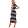 imageZeagoo Womens Bodycon Midi Dresses Summer Casual Sleeveless Dress Women Knit Side Slit Striped 2025 Long Tank DressBlackwhite