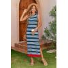 imageZeagoo Womens Bodycon Midi Dresses Summer Casual Sleeveless Dress Women Knit Side Slit Striped 2025 Long Tank DressBluewhite