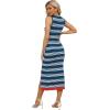 imageZeagoo Womens Bodycon Midi Dresses Summer Casual Sleeveless Dress Women Knit Side Slit Striped 2025 Long Tank DressBluewhite