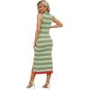 imageZeagoo Womens Bodycon Midi Dresses Summer Casual Sleeveless Dress Women Knit Side Slit Striped 2025 Long Tank DressGreenwhite