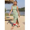 imageZeagoo Womens Bodycon Midi Dresses Summer Casual Sleeveless Dress Women Knit Side Slit Striped 2025 Long Tank DressGreenwhite
