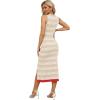 imageZeagoo Womens Bodycon Midi Dresses Summer Casual Sleeveless Dress Women Knit Side Slit Striped 2025 Long Tank DressLight Khakiwhite