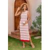 imageZeagoo Womens Bodycon Midi Dresses Summer Casual Sleeveless Dress Women Knit Side Slit Striped 2025 Long Tank DressPinkwhite