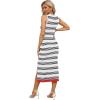 imageZeagoo Womens Bodycon Midi Dresses Summer Casual Sleeveless Dress Women Knit Side Slit Striped 2025 Long Tank DressWhiteblack