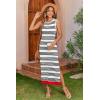 imageZeagoo Womens Bodycon Midi Dresses Summer Casual Sleeveless Dress Women Knit Side Slit Striped 2025 Long Tank DressWhiteblack