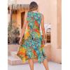 imageZeagoo Womens Casual Dress for Summer Tank Dress Loose Flowy Beach Dress with Pockets Hankerchief Flare Midi Sundress 2025Blue Orange Leaf