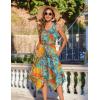 imageZeagoo Womens Casual Dress for Summer Tank Dress Loose Flowy Beach Dress with Pockets Hankerchief Flare Midi Sundress 2025Blue Orange Leaf
