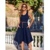 imageZeagoo Womens Casual Dress for Summer Tank Dress Loose Flowy Beach Dress with Pockets Hankerchief Flare Midi Sundress 2025Solid Navy