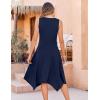 imageZeagoo Womens Casual Dress for Summer Tank Dress Loose Flowy Beach Dress with Pockets Hankerchief Flare Midi Sundress 2025Solid Navy