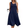 imageZeagoo Womens Casual Dress for Summer Tank Dress Loose Flowy Beach Dress with Pockets Hankerchief Flare Midi Sundress 2025Solid Navy