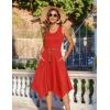 imageZeagoo Womens Casual Dress for Summer Tank Dress Loose Flowy Beach Dress with Pockets Hankerchief Flare Midi Sundress 2025Solid Red