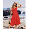 imageZeagoo Womens Casual Dress for Summer Tank Dress Loose Flowy Beach Dress with Pockets Hankerchief Flare Midi Sundress 2025Solid Red
