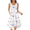 imageZeagoo Womens Casual Dress for Summer Tank Dress Loose Flowy Beach Dress with Pockets Hankerchief Flare Midi Sundress 2025White Floral