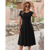 imageZeagoo Womens Casual Dresses for Summer Short Sleeve Flare Midi Dress Loose Flowy Beach SundressAblack
