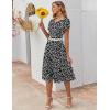 imageZeagoo Womens Casual Dresses for Summer Short Sleeve Flare Midi Dress Loose Flowy Beach SundressBlack Flower 02