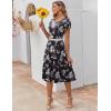 imageZeagoo Womens Casual Dresses for Summer Short Sleeve Flare Midi Dress Loose Flowy Beach SundressBlack Flower