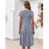 imageZeagoo Womens Casual Dresses for Summer Short Sleeve Flare Midi Dress Loose Flowy Beach SundressBlue Leaf
