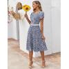 imageZeagoo Womens Casual Dresses for Summer Short Sleeve Flare Midi Dress Loose Flowy Beach SundressBlue Leaf