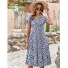 imageZeagoo Womens Casual Dresses for Summer Short Sleeve Flare Midi Dress Loose Flowy Beach SundressBlue Leaf