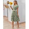 imageZeagoo Womens Casual Dresses for Summer Short Sleeve Flare Midi Dress Loose Flowy Beach SundressGreen Floral