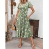 imageZeagoo Womens Casual Dresses for Summer Short Sleeve Flare Midi Dress Loose Flowy Beach SundressGreen Floral