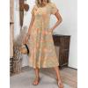 imageZeagoo Womens Casual Dresses for Summer Short Sleeve Flare Midi Dress Loose Flowy Beach SundressGreygreen