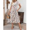 imageZeagoo Womens Casual Dresses for Summer Short Sleeve Flare Midi Dress Loose Flowy Beach SundressIvory Floral 01