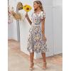 imageZeagoo Womens Casual Dresses for Summer Short Sleeve Flare Midi Dress Loose Flowy Beach SundressIvory Floral 01