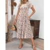 imageZeagoo Womens Casual Dresses for Summer Short Sleeve Flare Midi Dress Loose Flowy Beach SundressIvory Floral 02