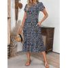 imageZeagoo Womens Casual Dresses for Summer Short Sleeve Flare Midi Dress Loose Flowy Beach SundressNavy Dot