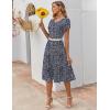 imageZeagoo Womens Casual Dresses for Summer Short Sleeve Flare Midi Dress Loose Flowy Beach SundressNavy Dot
