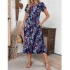 imageZeagoo Womens Casual Dresses for Summer Short Sleeve Flare Midi Dress Loose Flowy Beach SundressPurple Floral