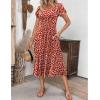 imageZeagoo Womens Casual Dresses for Summer Short Sleeve Flare Midi Dress Loose Flowy Beach SundressRed Floral 02