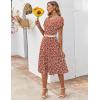 imageZeagoo Womens Casual Dresses for Summer Short Sleeve Flare Midi Dress Loose Flowy Beach SundressRed Floral 02